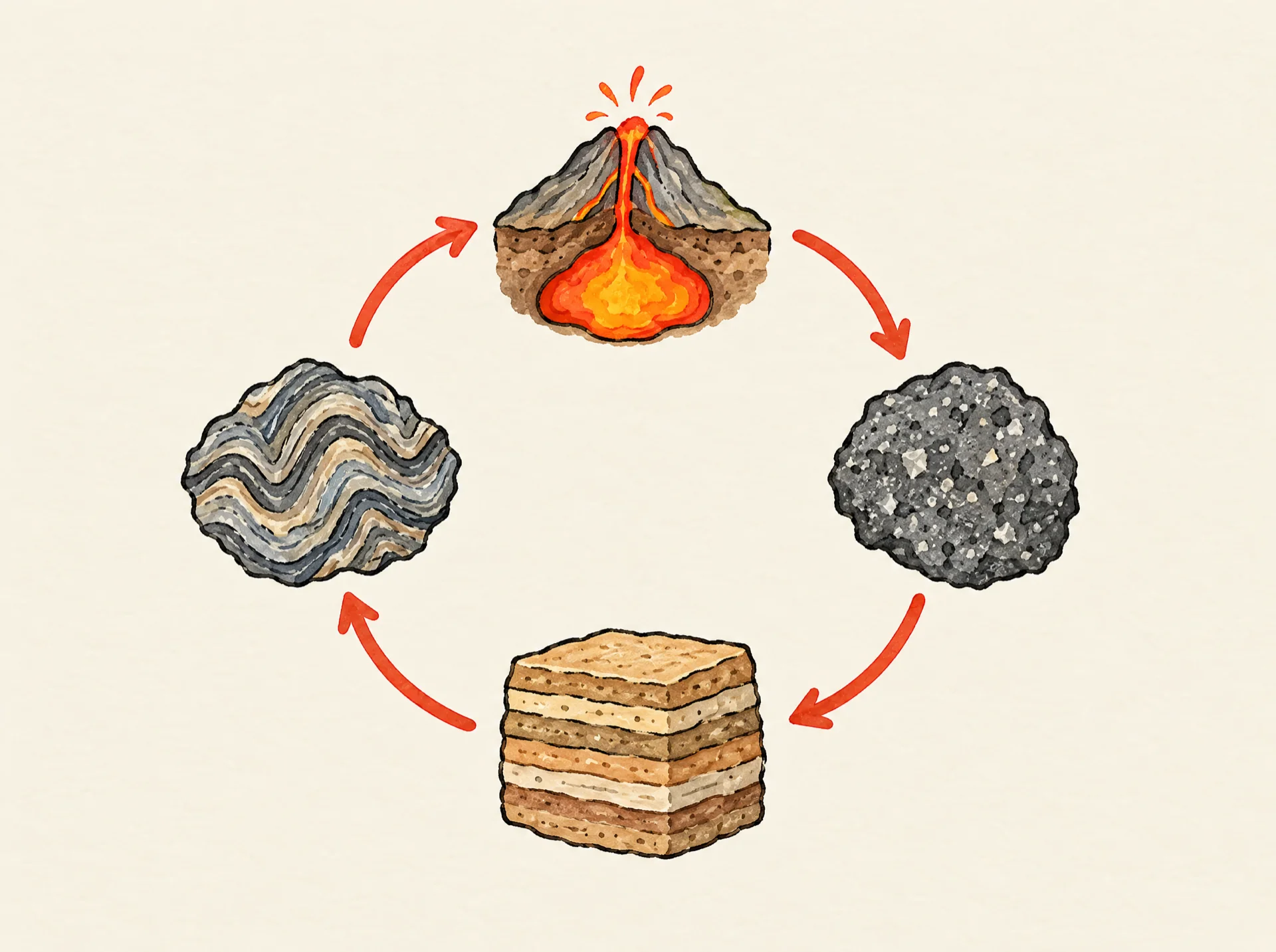 Rock cycle diagram animation